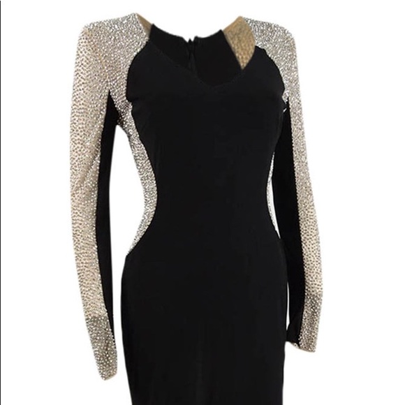 Xscape Dresses & Skirts - Sleek bedazzled black maxi dress